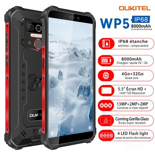 60€ sur OUKITEL WP5 Smartphone 4G IP68 Etanche - 5.5 Android 9.0 - Batterie  8000mAh - 32 Go - Noir - Smartphone - Achat & prix