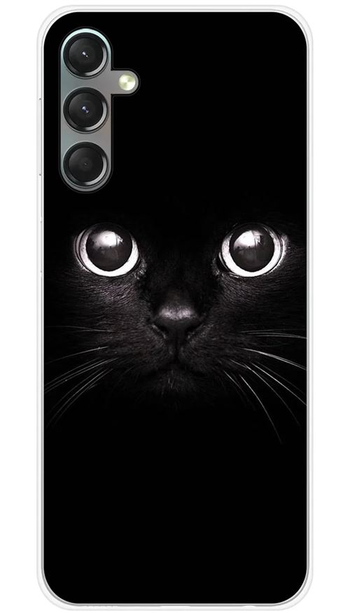 Coque en silicone imprimée compatible Samsung Galaxy A24 4G Yeux de chat