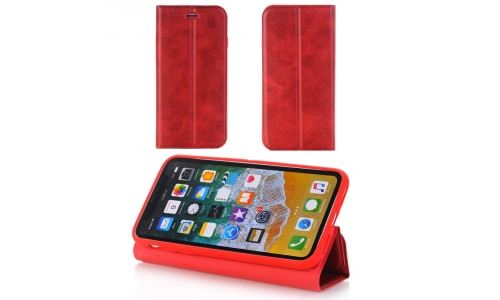 Etui retro-style iPhone X coloris rouge fonction stand