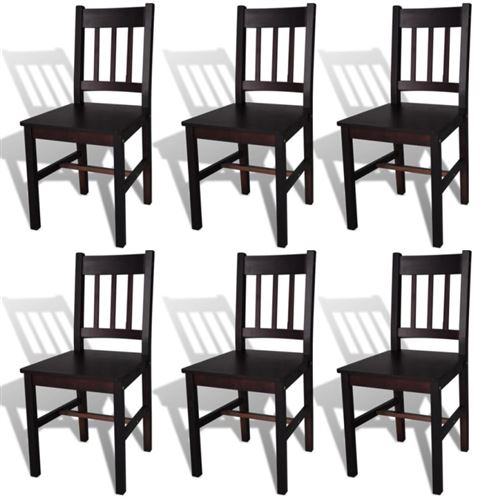 Vidaxl Brun Chaise De Salle À Manger 6 Pcs Bois Marron