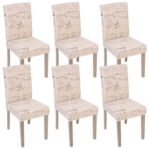 Générique Beige 6X Chaise De Séjour Littau Tissu Crème, Pieds Couleur Chaîne - Image 1