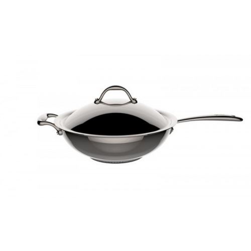 poêle wok inox 30cm avec couvercle - 11116042030