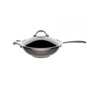 Poêle wok inox 30cm avec couvercle Lagostina 11116042030 - 1