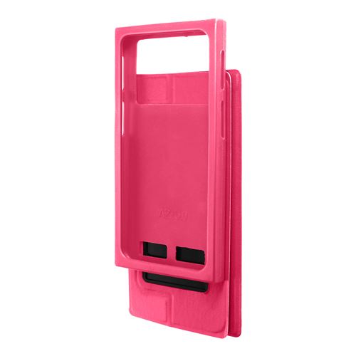 Housse Smartphone 5,9'' Étui Fenêtre Porte-carte Stand Vidéo Coque Slide rose