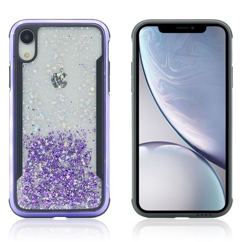 Coque en TPU cadre brillant pailleté violet pour votre Apple iPhone XR