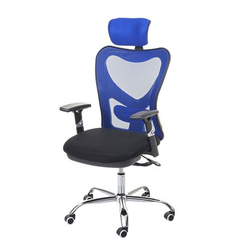 Chaise de bureau MENDLER HWC-F13 charge max. 150kg tissu noir bleu