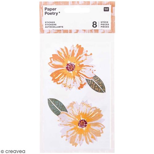 Stickers en papier Nature - Grosses fleurs - 8 pcs