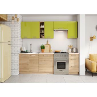Cuisine LENA bois/vert - 2m40 - 7 meubles - Achat & prix ...