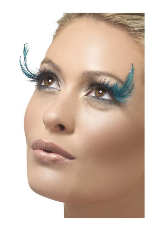 Faux cils noir avec plume verte