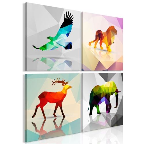 Tableau - Colourful Animals (4 Parts) .Taille : 80x80