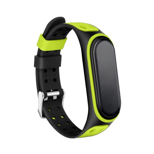 GENERIQUE - Bracelet pour Xiaomi Mi Band 5 - Silicone - Noir/Vert - Image 2