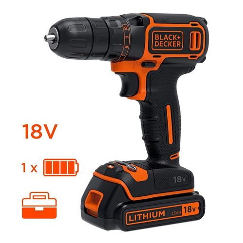 Gochange Black And Decker - Perceuse Visseuse Sans Fil 18 V 1 Batterie Lithium 1.5 Ah 30 Nm En Coff - Image 1
