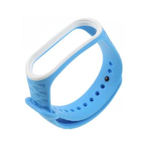 Bracelet en silicone losange bicolore doux blanc/bleu ciel pour votre Xiaomi Mi Band 3