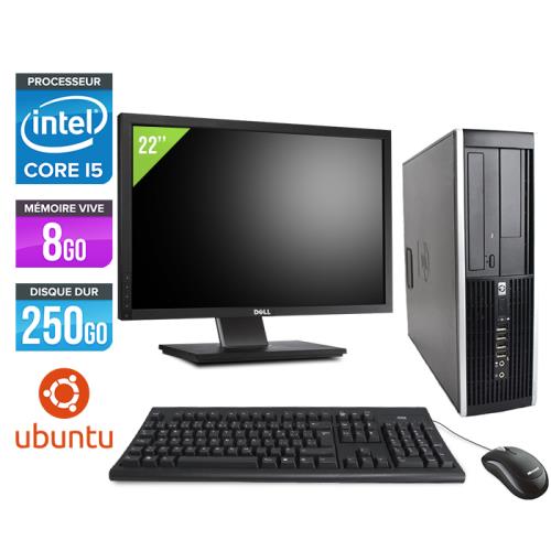Pc HP Elite 8200 SFF + Ecran 22'' - Noir - Intel Core i5-2400 / 3.10 GHz - RAM 8 Go - HDD 250 Go - DVD - Gigabit Ethernet - Ubuntu / Linux