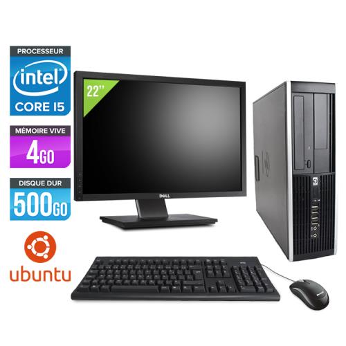 Pc HP Elite 8200 SFF + Ecran 22'' - Noir - Intel Core i5-2400 / 3.10 GHz - RAM 4 Go - HDD 500 Go - DVD - Gigabit Ethernet - Ubuntu / Linux