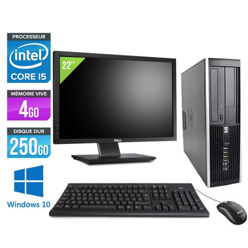 Pc HP Elite 8200 SFF + Ecran 22'' - Noir - Intel Core i5-2400 / 3.10 GHz - RAM 4 Go - HDD 250 Go - DVD - Gigabit Ethernet - Windows 10 Professionnel