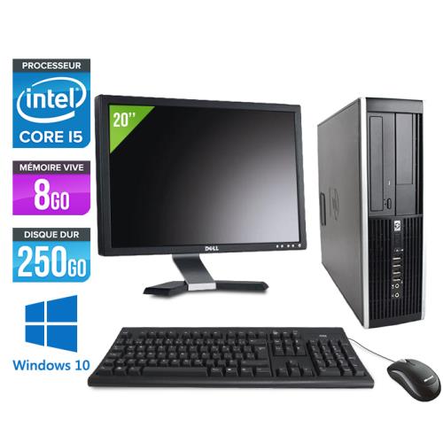 Pc HP Elite 8200 SFF + Ecran 20'' - Noir - Intel Core i5-2400 / 3.10 GHz - RAM 8 Go - HDD 250 Go - DVD - Gigabit Ethernet - Windows 10 Professionnel