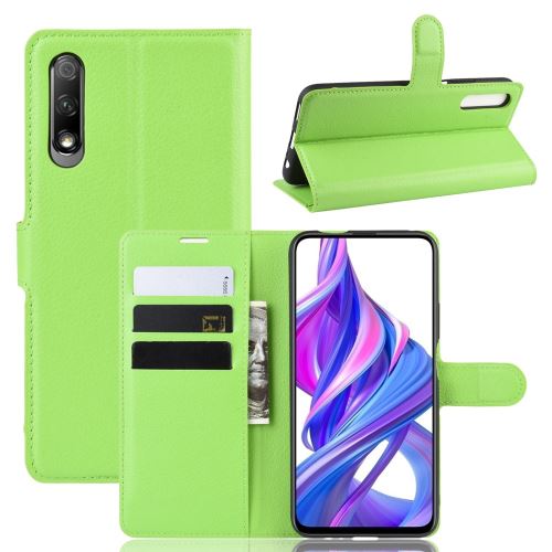 Etui en PU avec support vert pour votre Huawei Honor 9X
