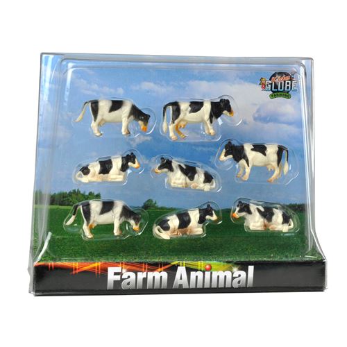 KIDS GLOBE COWS BLACK / WHITE, 8PCS. 1:87