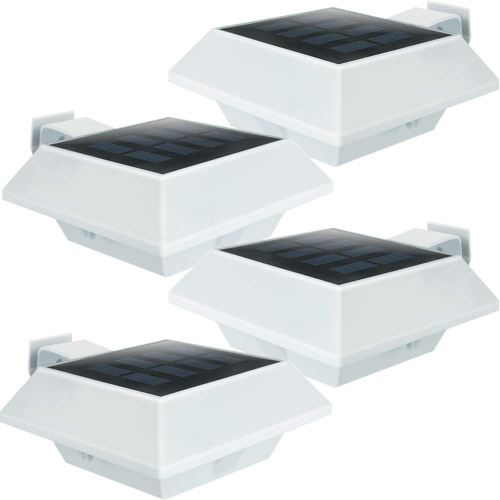 [4 Pack] 6SMD LEDs Lampe solaire blanche gouttières lampe extérieure lampe murale lampe solaire lumière blanche chaude pour jardin, terrasse, allée, cours, avant-toits