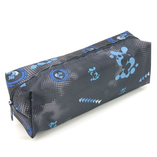 Trousse Fourre-tout Waytex Modèle L -Textile souple Noir motifs Bleus