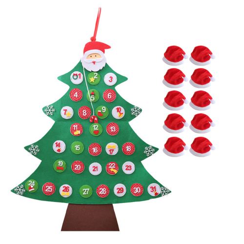 Diy Feutre Arbre de Noël Ensemble avec des Ornements Pour Enfants et Cadeaux de Noël de Porte Tenture JJZS074