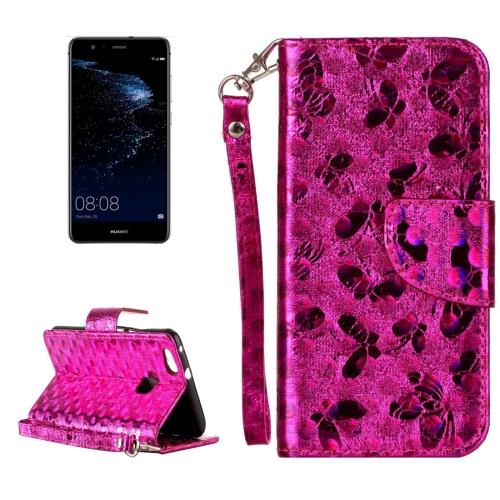 Huawei P10 Lite Housse Etui Cuir PU Magenta papillon ALS18066