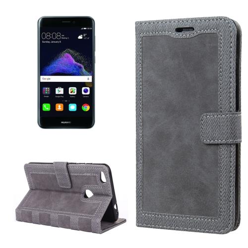 Huawei P8 Lite (2017) Housse Etui Cuir PU Gris Texture Tissus ALS18274