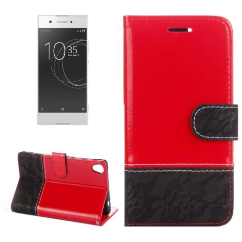 Xperia XA1 Housse Etui Cuir PU Rouge Texturé effet Fleurs ALS17286