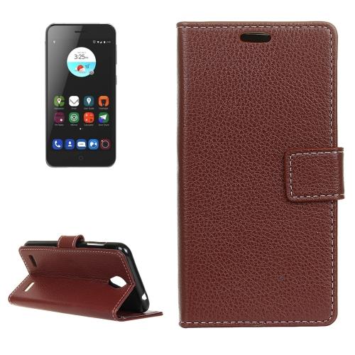 ZTE Blade A520 Housse Etui Cuir PU Marron Texture Litchi ALS17306