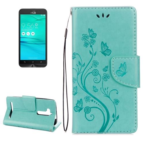 ASUS Zenfone Go ZB500KL Housse Etui Cuir PU Vert Fleurs ALS17426