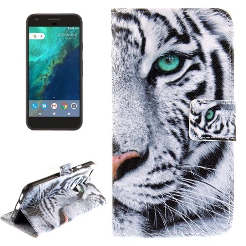 Google Pixel XL Housse Etui Cuir PU Blanc Tigre ALS17670