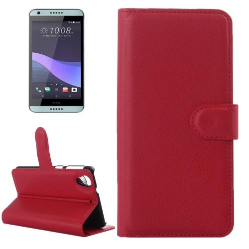 HTC Desire 650 Housse Etui Cuir PU Rouge Texture Litchi ALS17722