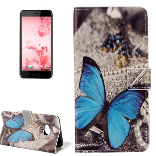 HTC U Play Housse Etui Cuir PU Bleu papillon ALS17750