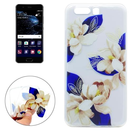 Huaiwei P10 Coque Protection TPU Blanc fleurs bleu ALS17759