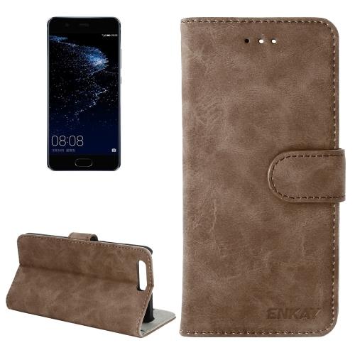Huawei P10 Housse Etui Cuir PU Marron Horizontal ALS17979