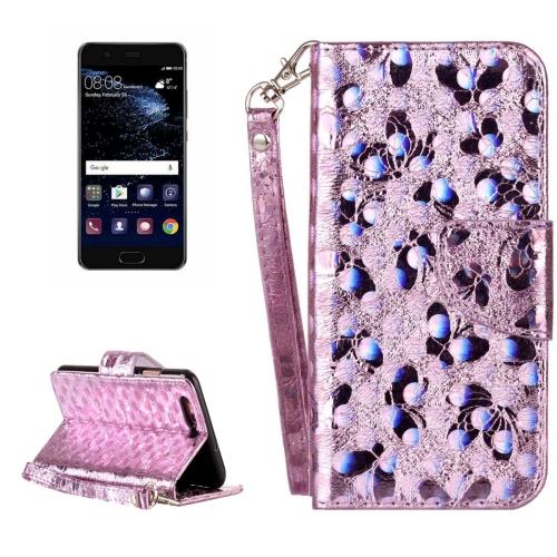Huawei P10 Laser Housse Etui Cuir PU Argenté papillon ALS17999
