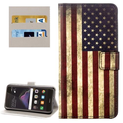 Huawei P8 Lite (2017) Housse Etui Cuir PU Drapeau USA ALS18242