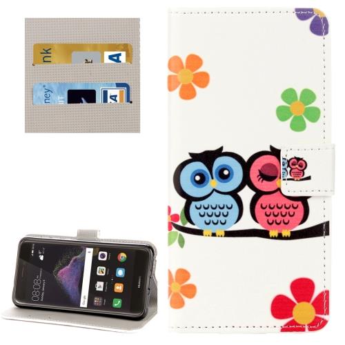 Huawei P8 Lite (2017) Housse Etui Cuir PU Hiboux Love ALS18247