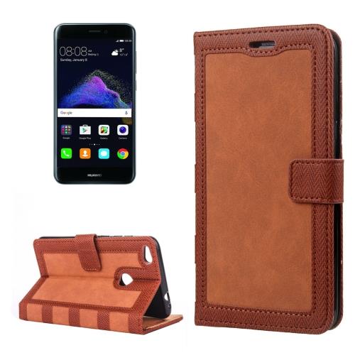 Huawei P8 Lite (2017) Housse Etui Cuir PU Marron Texture Tissus ALS18280