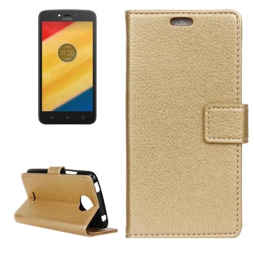 Motorola Moto C Plus Housse Etui Cuir PU Doré Texture Litchi ALS18349