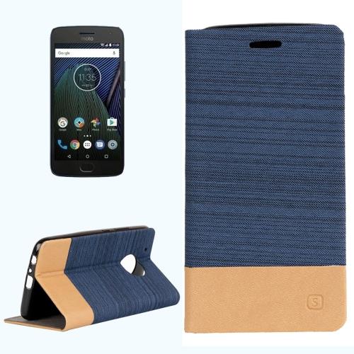 Motorola Moto G Plus (5th Gen.) Housse Etui Cuir PU Bleu Texture Tissus ALS18400