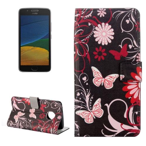 Motorola Moto G Plus (5th Gen.) Housse Etui Cuir PU Noir papillon ALS18409
