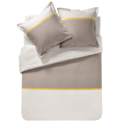 Essix - Housse de couette en Percale de coton Toi&Moi Lin/Paille - 260 x 240 cm