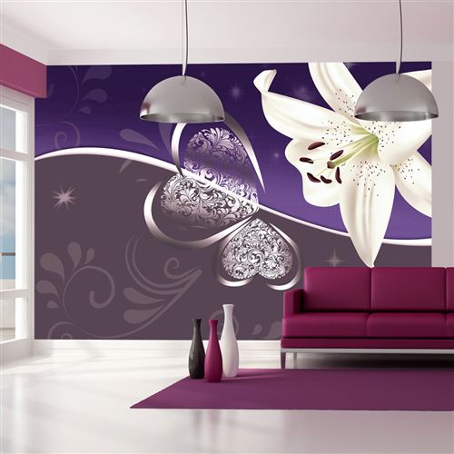 Papier peint Lily in shades of violet-Taille L 200 x H 140 cm