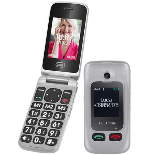 Téléphone à clapet senior Trevi Flex plus 55 Gris - Large touches et bouton SOS