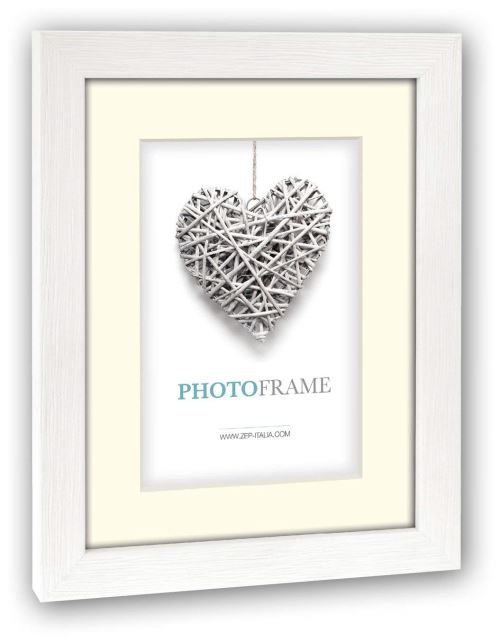 Zep V32464 - Cadre Bois 10x15 Cm Avec Passe Partout Pour Photo 7x10 Cm Régent 4, Blanc, Ivoire, 17,5 X 12,5 X 1,5 Cm