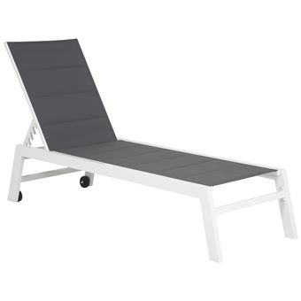 Bain De Soleil Barbados En Textilene Gris Aluminium Blanc Mobilier De Jardin Achat Prix Fnac
