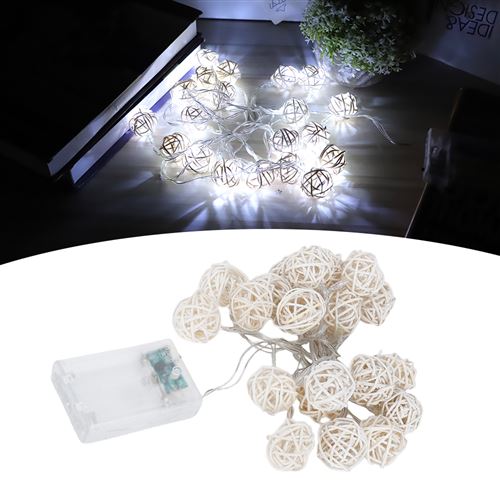 Guirlande lumineuse de balle de rotin 20 LED décor de jardin noël