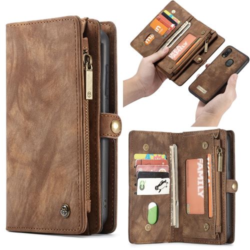 Coque en TPU + PU split multifonction 2 en 1 marron pour votre Samsung Galaxy A20e